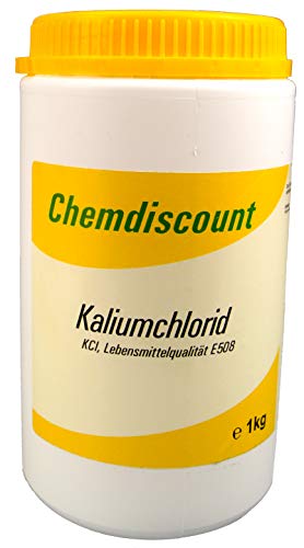 Chemdiscount 1kg Kaliumchlorid in Lebensmittelqualität E508, luftdicht verschließbare Dose von Chemdiscount