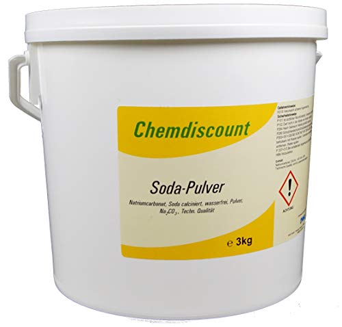 Chemdiscount 3kg Soda Pulver (Waschsoda Natriumcarbonat Na2CO3 Soda leicht), techn. Qualität von Chemdiscount