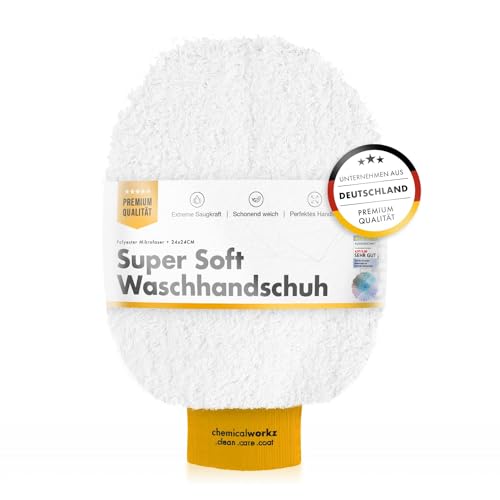 Chemicalworkz Mikrofaser Autowaschhandschuh - extrem saugstark - Waschhandschuh Auto ohne Daumen. Mikrofaser Handschuh, Wash Mitt, Auto Handschuh | Bundfarbe: Gold von Chemicalworkz
