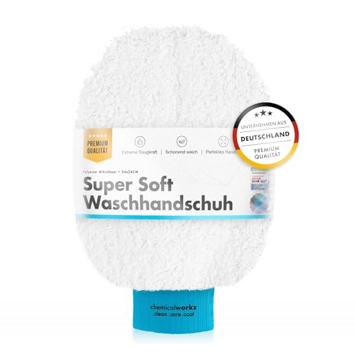 Chemicalworkz Mikrofaser Autowaschhandschuh - extrem saugstark - Waschhandschuh Auto ohne Daumen. Mikrofaser Handschuh, Wash Mitt, Auto Handschuh | Bundfarbe: türkis von Chemicalworkz