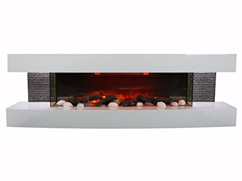 CHEMIN'ARTE Elektrokamin - Lounge 3XL 200W 152x46zm - Weiß - Kamin - mit Fernbedienung - LED-Flammeneffekt von Chemin'Arte