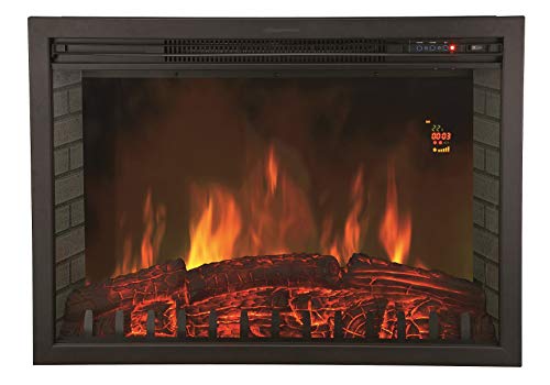 CHEMIN'ARTE Elektrokamin XL - Elektrischer 2 in 1 Stand- oder Einbaukamin -Flammeneffekt LED | Elektro Heizung 2000W | Kamin mit Fernbedienung, Startsteuerung, Thermostat | Schwarz - 76x23x54cm von Chemin'Arte