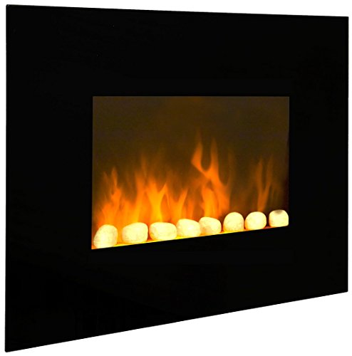 CHEMIN'ARTE Elektrischer Kaminofen mit Fernbedienung Ready Warm Flames. 2000 W mit 2 Leistungsstufen, Gekrümmte Anzeigetafel aus gehärtetem Glas, LED-Lichter von Chemin'Arte