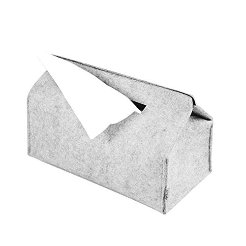 Chen0 Taschentuchbox aus Wollfilz, modisch, Schwarz / Grau, einfarbig, für Autopapierhandtücher, 1, Large grey von Chen0-super