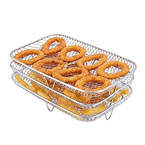 Chen0-super Air Fryer Rack für Dual Air Fryers - 3 Layer Toast Rack Basket Dehydrator 304 Stainless Steel | Air Fryer Accessories Compatible with DZ201 von Chen0-super