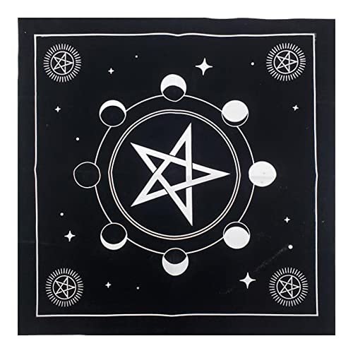 Chen0-super Altartuch Pentagramm Tischdecke | Schwarzer Samt Tarot Stoff Altartuch Altarzubehör für Hexerei | Pagan Astrology Reading Tapestry Wiccan Pentagram Decor Table Mat | 49 x 49 cm von Chen0-super