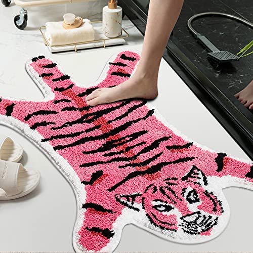 Badematte in niedlicher rosa Tigerform für Badezimmer, rosa Cartoon-Tiger, Badezimmerteppiche und -matte, rutschfest, Tier-Duschvorleger, Teppich, Spielmatte, saugfähiger Badewannenteppich (Rosa, 57,1 Badematte in niedlicher rosa Tigerform für Badezimmer, rosa Cartoon-Tiger, Badezimmerteppiche und -matte, rutschfest, Tier-Duschvorleger, Teppich, Spielmatte, saugfähiger Badewannenteppich (Rosa, 57,1 von ChenXRug