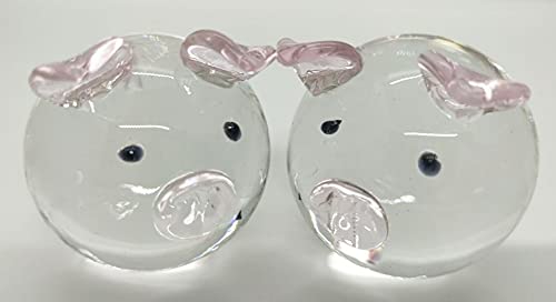 ChenXi Shop Kristallglas, Schweinchenpaar, niedliches Schweinchen-Ornament, Liebhaber, Glücksschweinchen, Geschenke (2 Stück) Rosa von ChenXi Shop