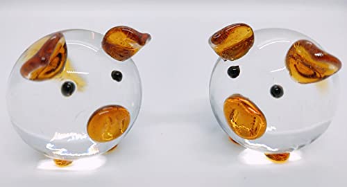 ChenXi Shop Kristallglas, süßes Schweinchen-Ornament, für Liebhaber, Glücksschweinchen, Geschenke (2 Stück Schweine), Gelb von ChenXi Shop
