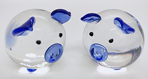 ChenXi Shop Kristallglas, Schweinepaar, niedliches Schweinchen-Ornament, für Liebhaber, Glücksschweinchen, Geschenke (2 Stück) Blau von ChenXi Shop