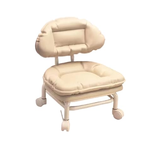 360 -Grad -Roatating Wheel Small Stuhl Haushaltsscheibe Rückenländer niedriger Stuhl Mobile kleine Bank mit rotierenden Schuhen Hockersitz für Zuhause (Creme weiß) von ChenYuNiu