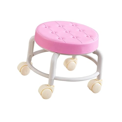 ChenYuNiu Low Roller Saats Robo Small 360 ° rotierender Rollhocker Fußstütze niedrige Höhe Rolling Stuhl Salons Home Office Garage Barber Shop für Zuhause (Pink) von ChenYuNiu