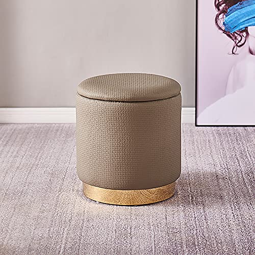 ChenYuNiu Runde Aufbewahrung Ottoman Fußstützenhocker, gepolsterter moderner Hock von ChenYuNiu