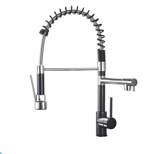 Küchenarmatur, Down Küchenspüle Wasserhahn heiß/kalter Wassermischer Hahn mit Dual -Spout -Deck mit schwarzem Chrom Langer Haushaltarmaturen von ChenYuNiu