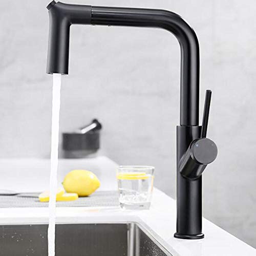 Küchenspüle Mixer Tippen Sie mit Pull Down Sprayer, Küchenhahn schwarzem Messing heiß und kalt 360 Grad Rotation 2 Modi Teleskop Küchenarmatur für Küchenspüle-B-B von ChenYuNiu