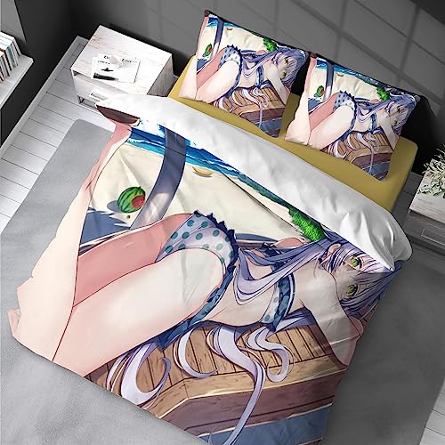 Anime Bettwäsche 135x200 cm Cartoons Kinder Duvet Cover Modern Bettbezug Set Weiche Mikrofaser 100% Baumwolle/Satin Kissenbezug 80x80 cm mit Reissverschluss für Mädchen Jungen Betten von Chenbing Art