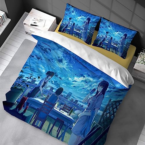 Anime Bettwäsche 140x200 cm Cartoons Kinder Duvet Cover Modern Bettbezug Set Weiche Mikrofaser 100% Baumwolle/Satin Kissenbezug 80x80 cm mit Reissverschluss für Mädchen Jungen Betten von Chenbing Art