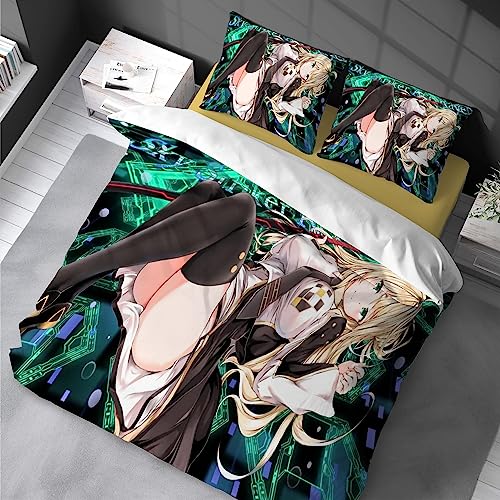 Anime Bettwäsche 150x220 cm Cartoons Kinder Duvet Cover Modern Bettbezug Set Weiche Mikrofaser 100% Baumwolle/Satin Kissenbezug 80x80 cm mit Reissverschluss für Mädchen Jungen Betten von Chenbing Art