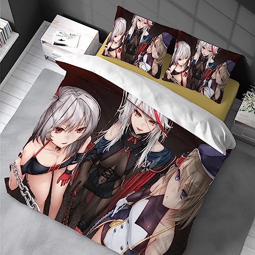 Anime Bettwäsche 200x200 cm Cartoons Kinder Duvet Cover Modern Bettbezug Set Weiche Mikrofaser 100% Baumwolle/Satin Kissenbezug 80x80 cm mit Reissverschluss für Mädchen Jungen Betten von Chenbing Art