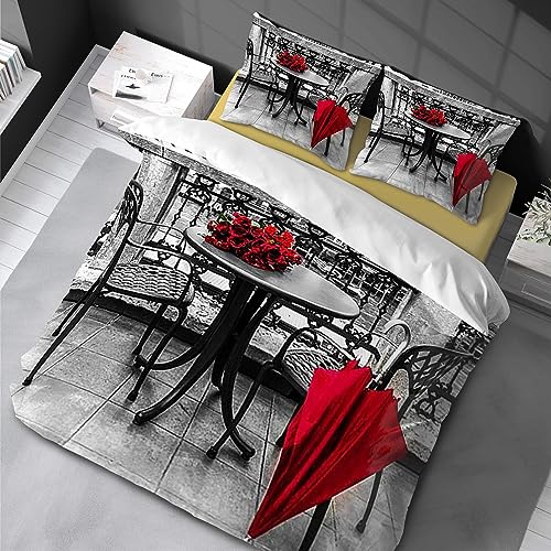 Bettwäsche 135x200 cm 3D Rose Bed, Duvet Cover Microfiber 100% Baumwolle, Mädchen Jungen Bezüge Bezug mit reißverschluss Atmungsaktiver, 3 teilig bettbezug Set mit kissenbezuge 80x80 cm von Chenbing Art