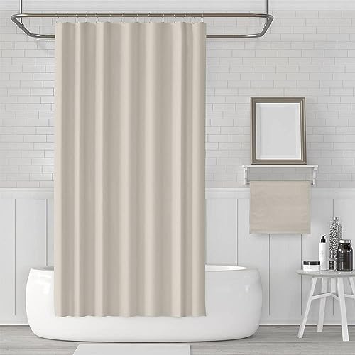 Chenbing Art Duschvorhang Beige 120x190cm Wasserdicht Waschbar Badvorhan PVC-Gewebe Shower Curtains Antibakteriell Vorhang für Dusche und Badewanne mit 12 Duschvorhängeringen von Chenbing Art