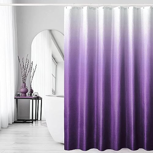 Duschvorhang Textil 152x183cm Lila Gradienten Anti-schimmel Wasserdicht Digitaldruck Duschvorhänge Lang Waschbar Stoff Dusche Vorhang mit Haken für Bad und Badewanne Perfekt als Raumteiler von Chenbing Art