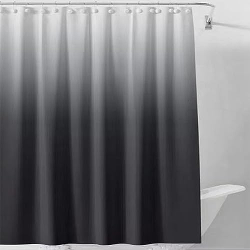 Duschvorhang Textil 80x190cm Moderne Grau Gradienten Anti-schimmel Wasserdicht Digitaldruck Duschvorhänge Lang Waschbar Stoff Dusche Vorhang mit Haken für Bad und Badewanne Perfekt als Raumteiler von Chenbing Art
