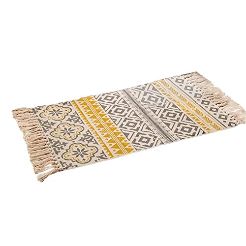 Chencunquangod Boho-Vintage-Teppich, handgewebt, Patchwork-Teppich mit Quaste, waschbar, für Küche, Wohnzimmer, Schlafzimmer, Badezimmer (C) von Chencunquangod