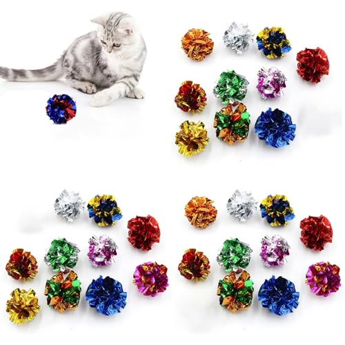 Chencunquangod Knisterbälle für Katzen, 5,5 cm, bunt, für Kätzchen und erwachsene Haustiere, zufällige Farbe, 30 Stück Chencunquangod Knisterbälle für Katzen, 5,5 cm, bunt, für Kätzchen und erwachsene Haustiere, zufällige Farbe, 30 Stück von Chencunquangod