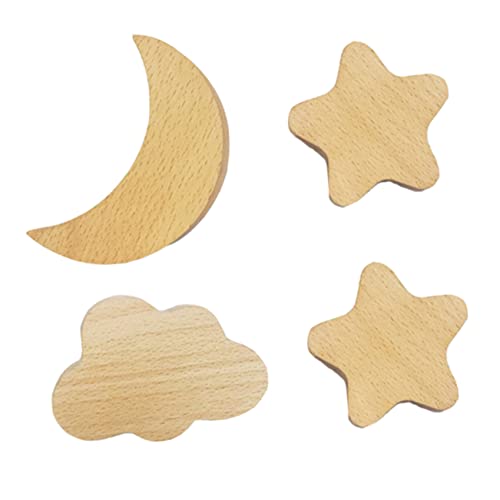 Chencunquangod Wandhaken aus Massivholz, Wolke, Mond, Sternform, dekorative Wandhaken, für Schlafzimmer, Wohnzimmer, Veranda, 4 Stück Chencunquangod Wandhaken aus Massivholz, Wolke, Mond, Sternform, dekorative Wandhaken, für Schlafzimmer, Wohnzimmer, Veranda, 4 Stück von Chencunquangod