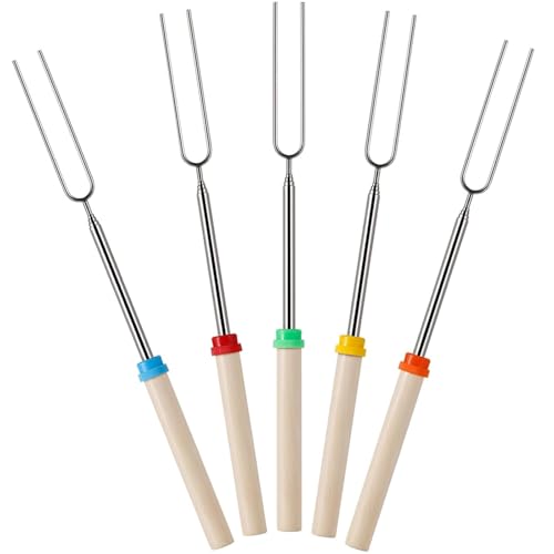 Marshmallow-Toastgabel-Set, ausziehbare Edelstahl-Smeores-Sticks zum Braten von Marshmallows und Hot Dogs, 5 Stück von Chencunquangod