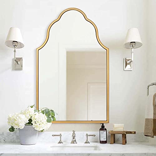 Chende Gewölbter Spiegel für Wanddekoration, 81,3 x 50,8 cm, goldener Wandspiegel für Badezimmer, eleganter gewellter Spiegel für Wohnzimmer, Eingangsbereich, Esszimmer von Chende