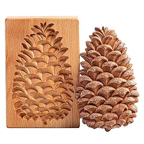 Keksformen Aus Holz, 3D Press-Stempel Lebkuchenform, Ausstecher Zum Backen, Verwendet Für DIY Keksstempel, Prägung, Kunsthandwerk, Dekoration, Backwerkzeuge (Kiefernkege, Rose, Blumen) von Luckxing