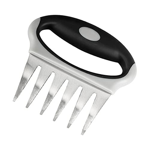 ChengBeautiful Bärenkrallen Edelstahl Fleisch-Shredder-Silikon-Fleisch-Splitter mit kurzen Griff-Bär-Krallen-Rake-Messer Grill-Gabel-Werkzeug-Backutensilien (Farbe : Black, Size : One Size) von ChengBeautiful