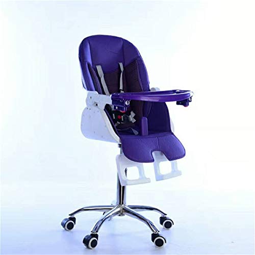 ChengBeautiful Kinder Dining Chair Kinderhochstuhl Tragbarer Kinderessstuhl Mit Tablett Futtertisch rutschfest Und Bequem Klappbar Verstellbar Babystuhl (Farbe : Lila) von ChengBeautiful