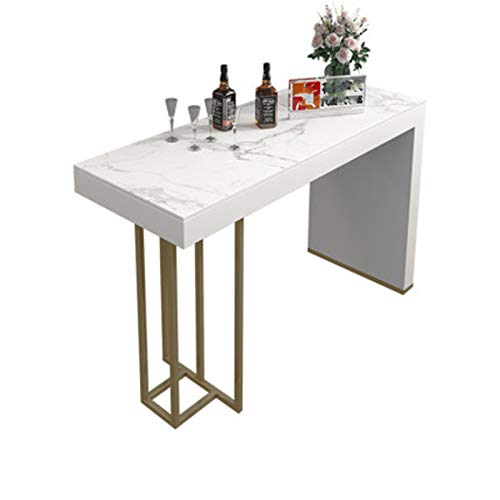 ChengBeautiful Stehtisch Marmor-Rock-Platten-Bar-Tischhaus-Esstisch-Tisch-Wohnzimmer offene Kücheninsel-Konsole (Farbe : Gold, Size : 120x40x103.9cm) von ChengBeautiful