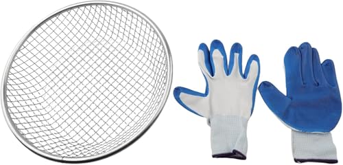 ChengChengJin Bodensieb, Gartensieb-Set mit Handschuhen, 3 Maschengrößen, für Strand, Sand, Kompostsieb (10 mm) von ChengChengJin