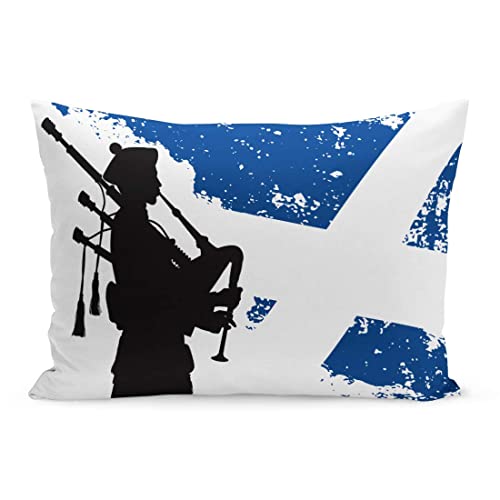 Kissen-Bezug Blaue Dudelsack-Silhouette des Dudelsackpfeifers Scottish Scotland Man Military Throw Kissenbezüge Outdoor Zierkissenhülle Für Schlafzimmer, Auto, Terrasse, 45X45Cm von Chengdou small pill bear trading Co., LTD