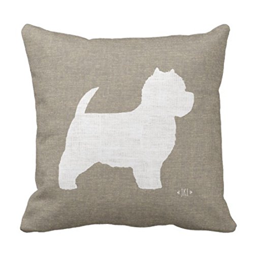 Kissenbezug West Highland White Terrier Westie-Silhouette Zierkissenhülle Quadrat Kissen-Bezug Für Sofa, Auto, Terrasse, 45X45Cm von Chengdou small pill bear trading Co., LTD