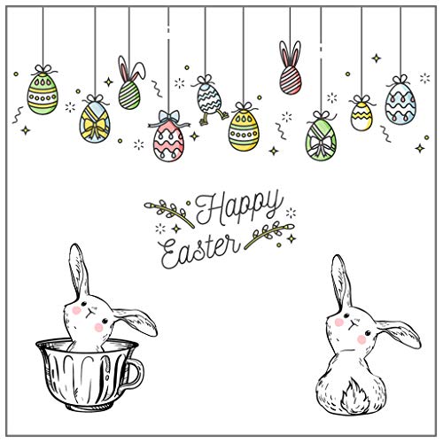 Chenggong Silikonstempel Ostern Silikon Clear Stamp für Kartenherstellung DIY Kunsthandwerk Scrapbooking Prägung Album Dekoration - Frohe Ostern von Chenggong