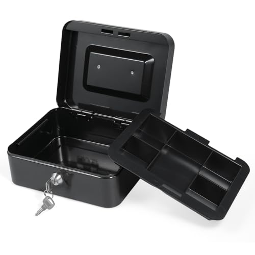 Cash Box, Geldsparbox - abnehmbare Tablett, 2 Tasten enthalten - Sicherheitsschloss für Quittungen und Wertsachen - Anwendung kleiner Unternehmen/Lebensmittelgeschäfte Cash Box, Geldsparbox - abnehmbare Tablett, 2 Tasten enthalten - Sicherheitsschloss für Quittungen und Wertsachen - Anwendung kleiner Unternehmen/Lebensmittelgeschäfte von Chenglanhsjg