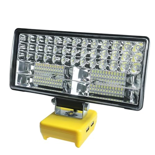 Chengsuwei Schnurlose LED-Arbeitsleuchte mit Dual-USB-Anschluss für DeWalt 18V Lithium-Akku 35W 11800Lm handgehaltene tragbare Outdoor-Taschenlampe Multifunktions-Baustellen-Camp-Licht(Nur Werkzeuge) von Chengsuwei