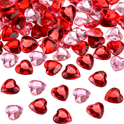 CHENGU 200 Stücke Rot Acryl Herz für den Valentinstag, Hochzeit Herz Tisch Streuung Dekoration, Acryl Herzen für Vasenfüller, 0,5 Zoll (200 Stücke, Rot, Rosa) von CHENGU