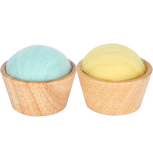 2Pcs Vertical Pin Cushion with Wooden Bowl, Wool Felt Poke Needle Storage Box, Sewing Embroidery Tool, Improves Efficiency, Safe and Convenient von ChengyuWei