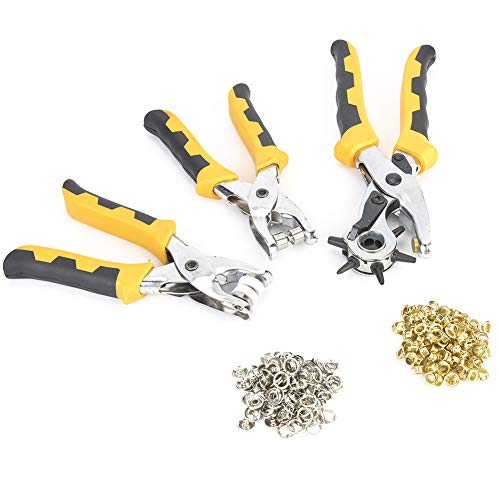 3 Pcs Leather Belt Hole Puncher Forcep Pliers, Belt Craft Tool and Metal Belt Kit, Leather Hole Punching Pliers with Multiple Size Bits, Plated von ChengyuWei