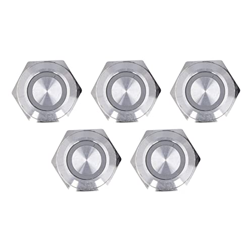5Pcs Momentary Push Button Switch Metal Auto Reset Ultra Thin with LED 16mm for Automobiles Trucks Ships Ignition Systems (DC3~6V Red) von ChengyuWei