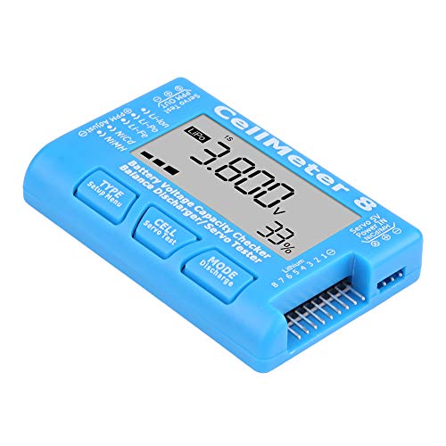 RC -Cellmeter 8 Digitaler Batterieprüfer, Batteriespannungstester für Li -Ion NIMH NICD, LCD -Display mit Servo -Testerfunktion, bis zu 8S -Batteriekapazität von ChengyuWei