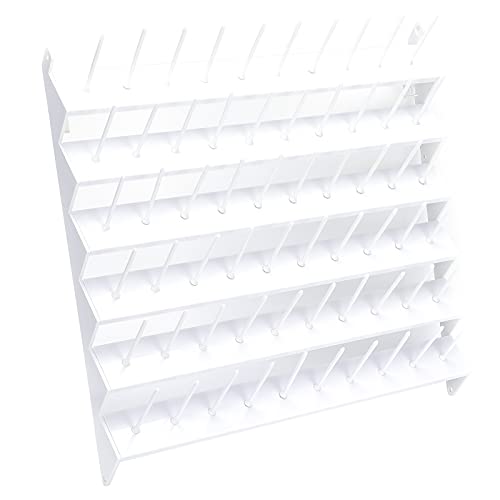 Thread Rack Table Stand, Sewing Accessory with 60 Spools, Thread Storage for Overwrapping Machine, White Wall Mounted Craft Space with Detachable Pins von ChengyuWei