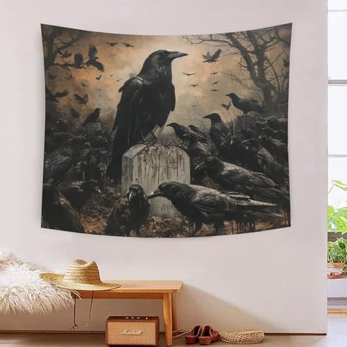 ChengzeTCo 3D Druck Krähe Wandteppiche Poster Ornament Wandbehang Wandteppich Wanddeko Wandbehang Für Wohnzimmer Schlafzimmer Tapisseries 130cmx150cm von ChengzeTCo