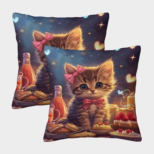 ChengzeTCo Cute Katze Kissenbezüge Für Sofa Und Bett, Kissenbezug, Geeignet Für Kids Room Fun Und Travel Essential, Maschinenwaschbar 45x45cm von ChengzeTCo